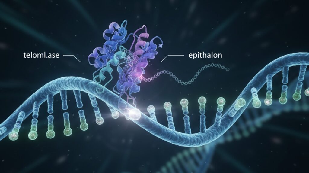 epithalon telomerase mechanism - Professional illustration