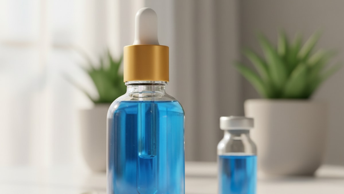 what does ghk-cu cosmetic look like in solution - Professional illustration