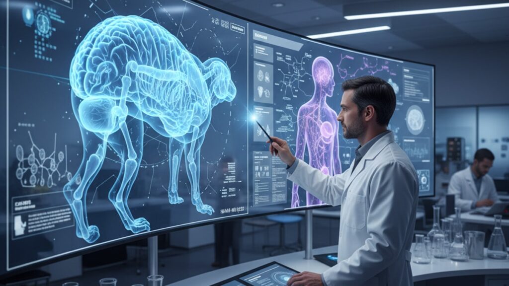 pe-22-28 animal vs human research - Professional illustration