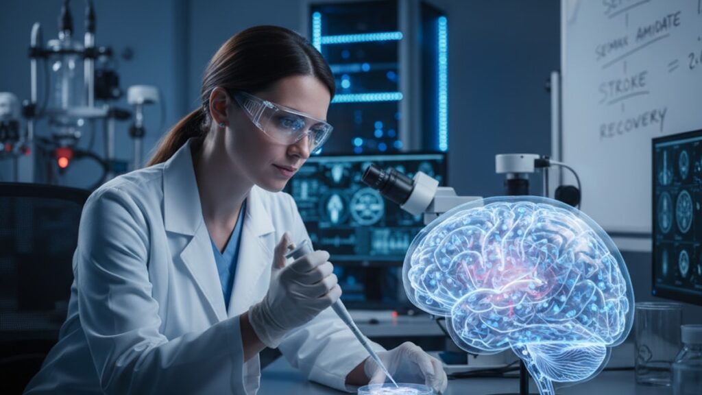 semax amidate studied stroke recovery research - Professional illustration