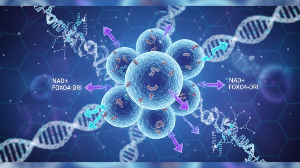 nad+ foxo4-dri for senolytic research - Professional illustration