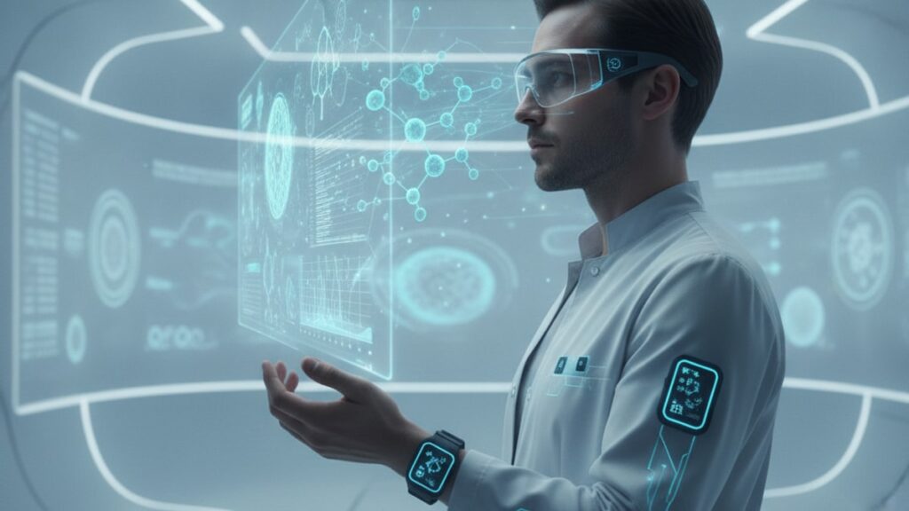 bpc-157 research wearable tech integration - Professional illustration