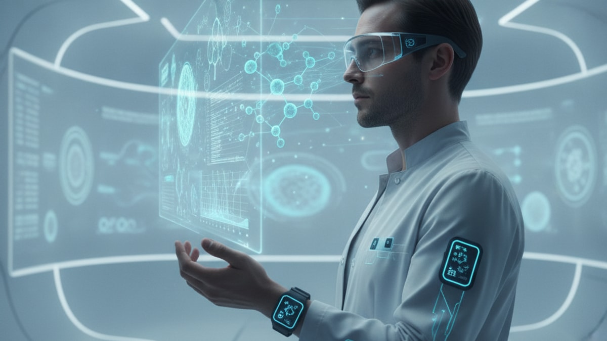 bpc-157 research wearable tech integration - Professional illustration