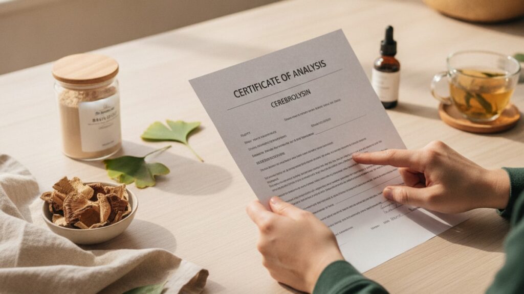how to read cerebrolysin coa - Professional illustration