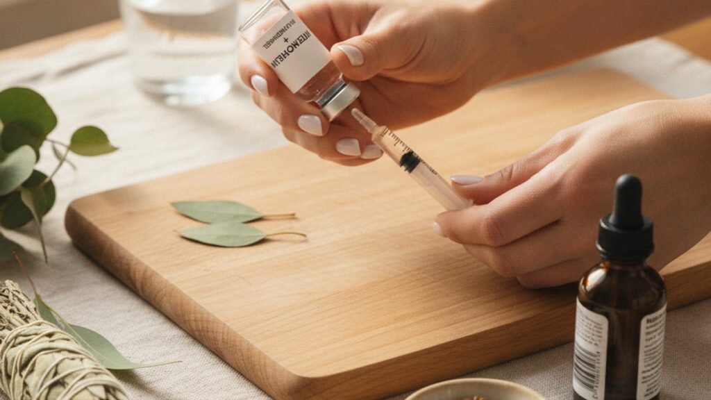 how to inject tesamorelin + ipamorelin blend subq - Professional illustration