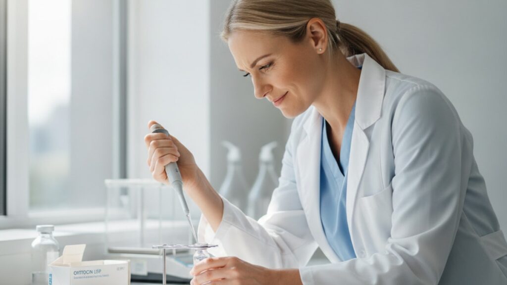 avoid oxytocin reconstitution errors - Professional illustration