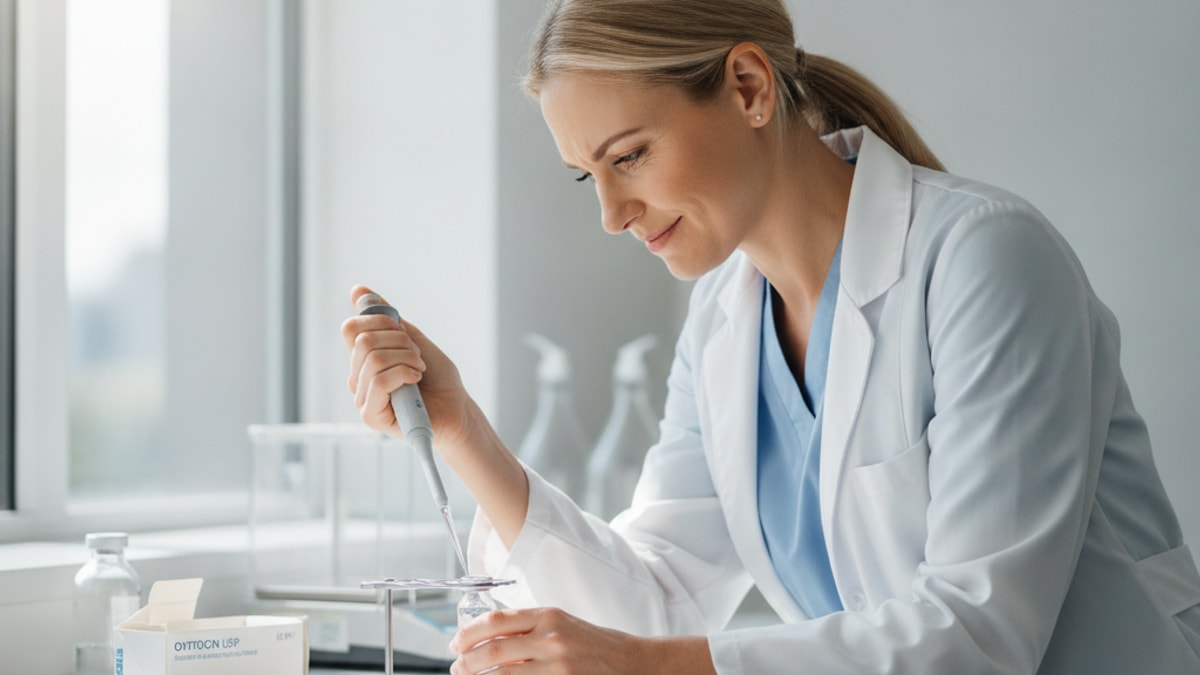 avoid oxytocin reconstitution errors - Professional illustration