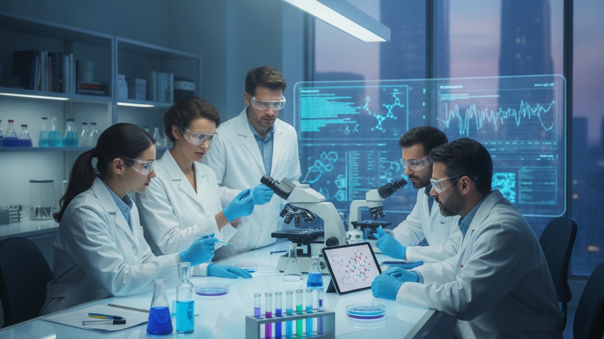 pcos researchers researching mots-c - Professional illustration