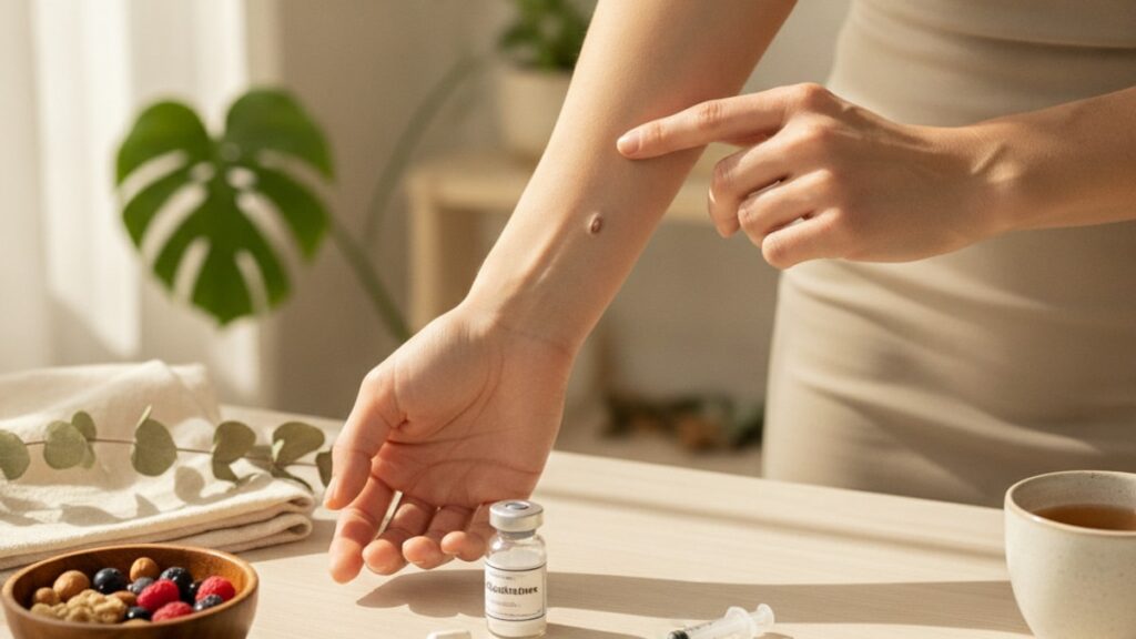 rotate glutathione injection sites - Professional illustration