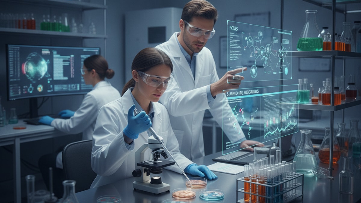 pcos researchers researching 5-amino-1mq - Professional illustration